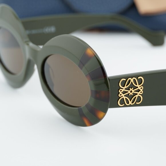 Loewe LW40091I 96E Oval Sunglasses – Havanan Green\\Brown
